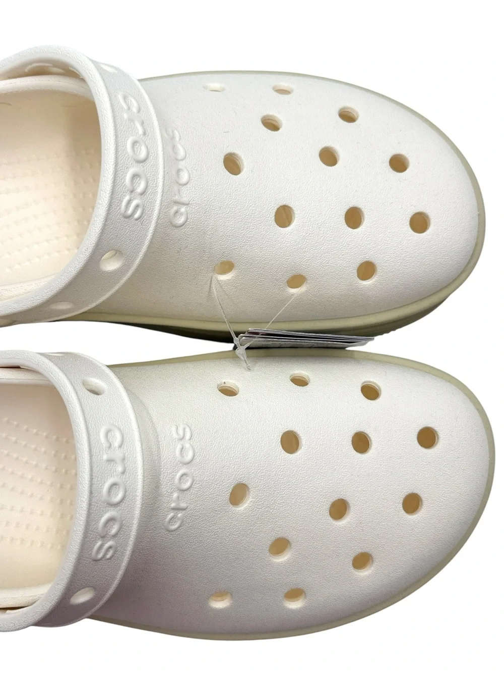 NWT Crocs Classic Stacked Clogs - Chalk / Neutral Platform Sandals Size 11W / 9M